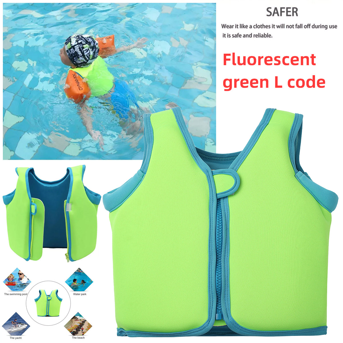 Gogokids Kids Swim Vest Funny Lightweight Float Swimsuit Cute Swim Trainer Kids Life