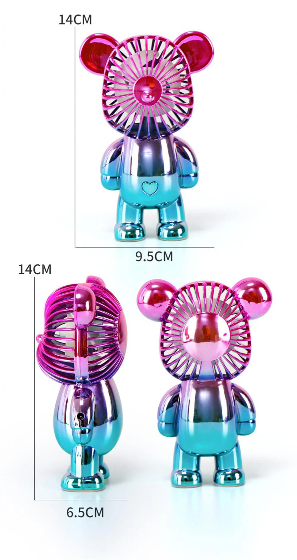 Bear Fan Portable, Handheld Mini Fan Personal USB Rechargeable Battery Powered Handy with 3 Speeds Adjustable for Home, Outdoor, Office, Travel, Summer, Kids Girls (Pink)