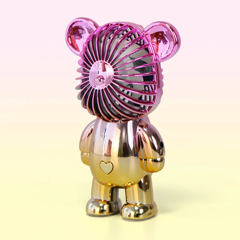 Bear Fan Portable, Handheld Mini Fan Personal USB Rechargeable Battery Powered Handy with 3 Speeds Adjustable for Home, Outdoor, Office, Travel, Summer, Kids Girls (Pink)