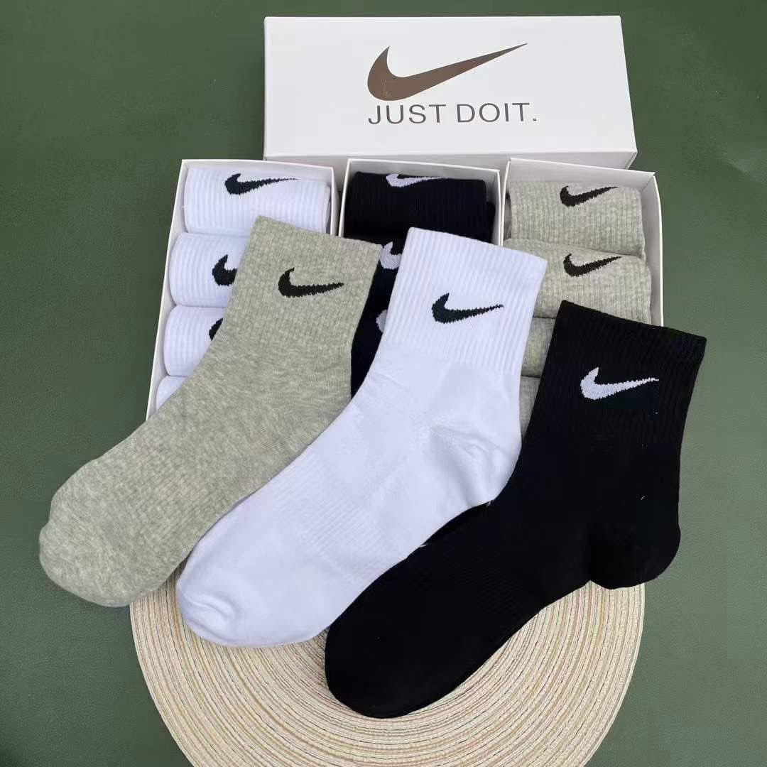 Nike Socks 5 Pairs Men Women Sports Socks Cotton Casual Mid-Tube Socks
