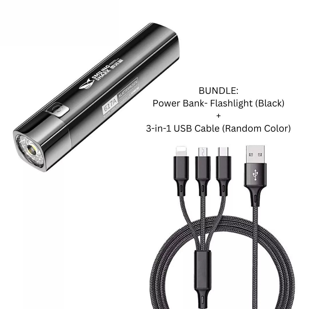 Smile Shark LED Flashlight Portable Strong Light Long-range Small Rechargeable Lamp Power Bank Multi-Function