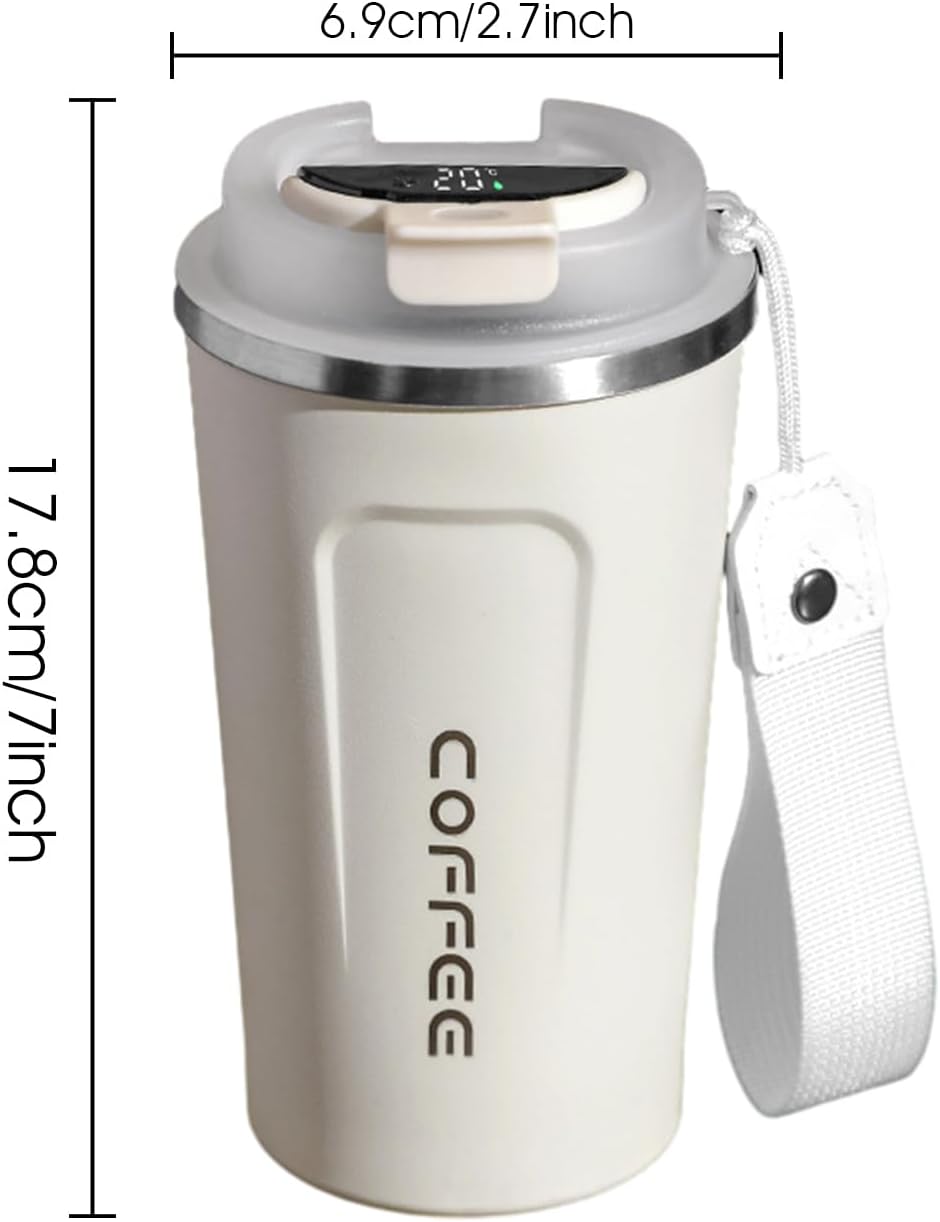 insulated Coffee Cup, Led Temperature Display Insulated Tumble, Insulated Vacuum Leakproof Travel Mug for Hot & Cold Coffee, Car Coffee Cup Enables Easy...