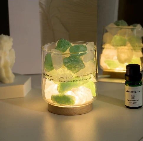 Fireless Aromatherapy Salt Stone Lamp Spar Fragrance Diffuser Essential Oil