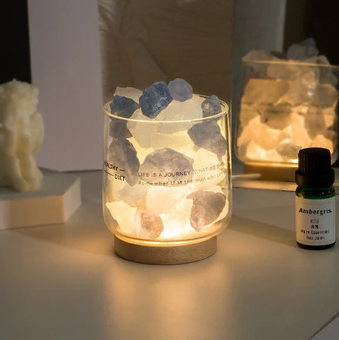 Fireless Aromatherapy Salt Stone Lamp Spar Fragrance Diffuser Essential Oil