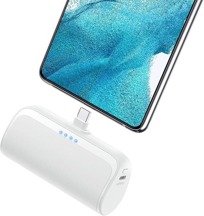 Mini Portable Charger 3300mAh,Ultra-Compact type  C Power Bank Portable Phone Charger, PD Fast Charging Cell Phone Battery Pack Compatible with Samsung Galaxy S22,Moto,LG,Google Pixel Android-White