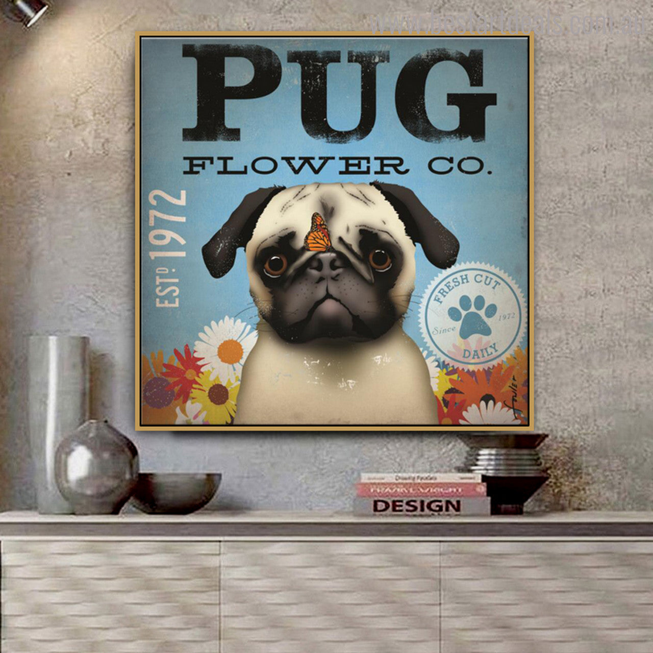 Pug Flower Co Canvas