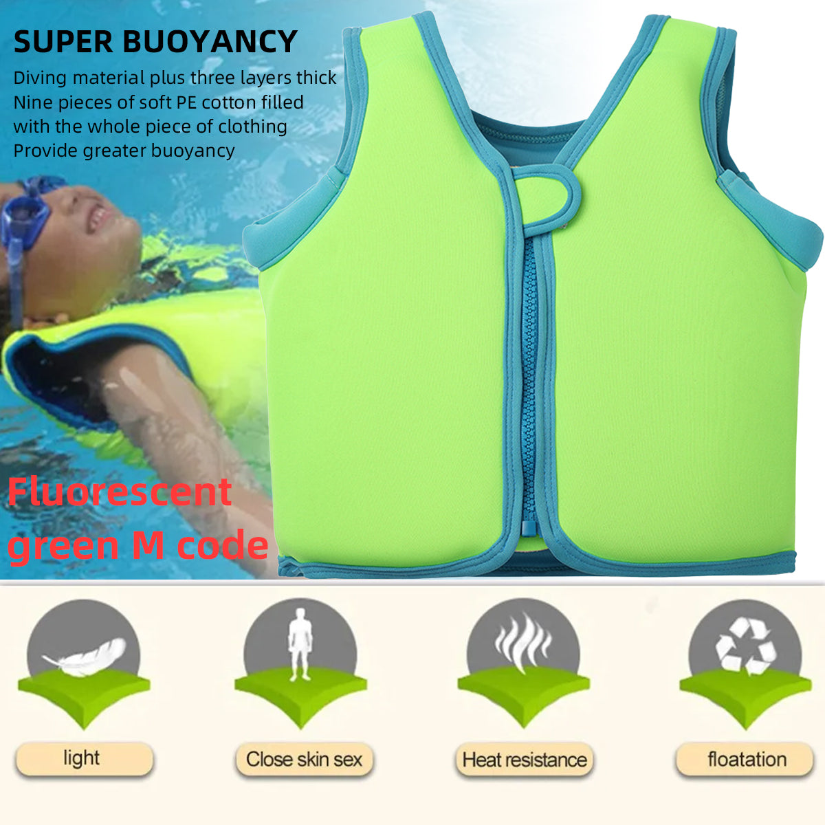 Gogokids Kids Swim Vest Funny Lightweight Float Swimsuit Cute Swim Trainer Kids Life