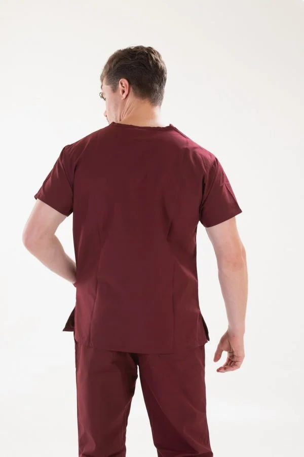 Scrub Shine Unisex Scrub Top -Burgundy