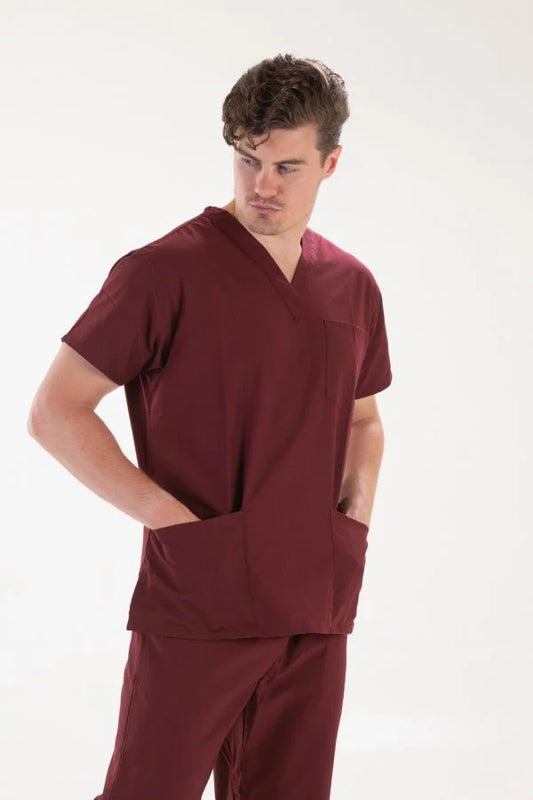 Scrub Shine Unisex Scrub Top -Burgundy