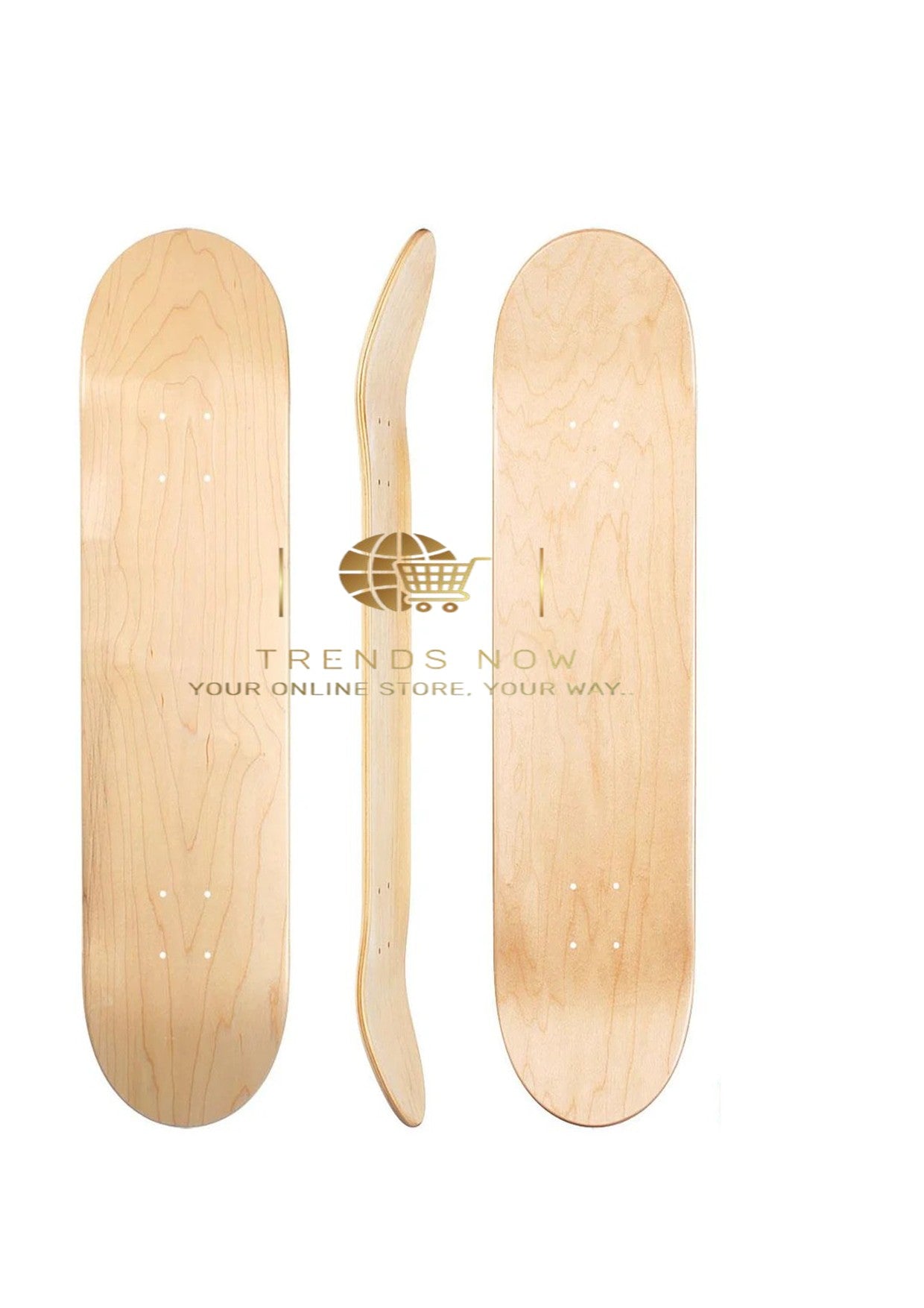 Blank skate board deck with grip tape