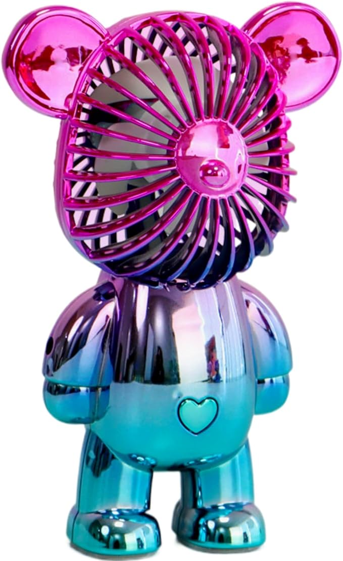 Bear Fan Portable, Handheld Mini Fan Personal USB Rechargeable Battery Powered Handy with 3 Speeds Adjustable for Home, Outdoor, Office, Travel, Summer, Kids Girls (Pink)