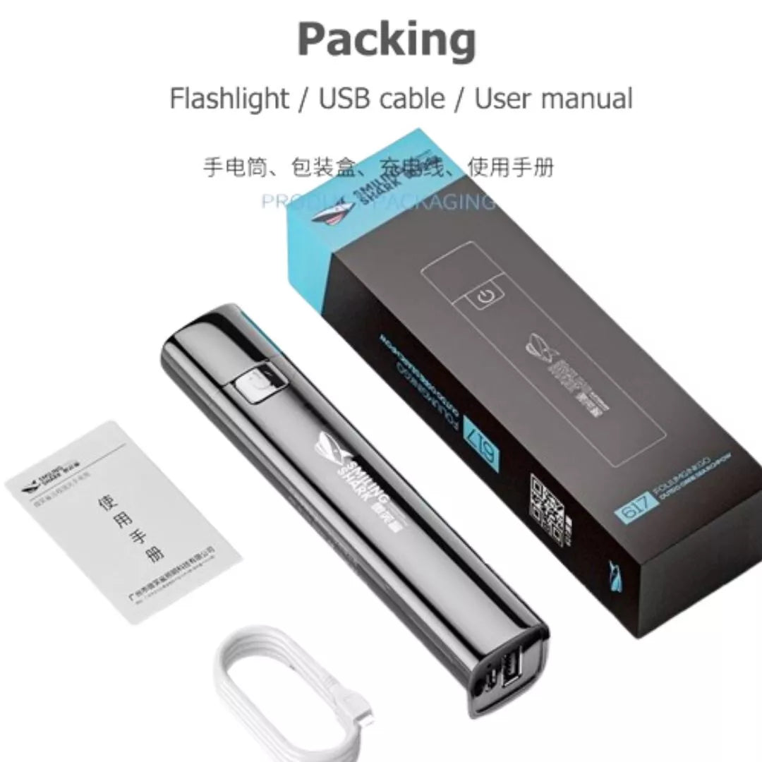 Smile Shark LED Flashlight Portable Strong Light Long-range Small Rechargeable Lamp Power Bank Multi-Function