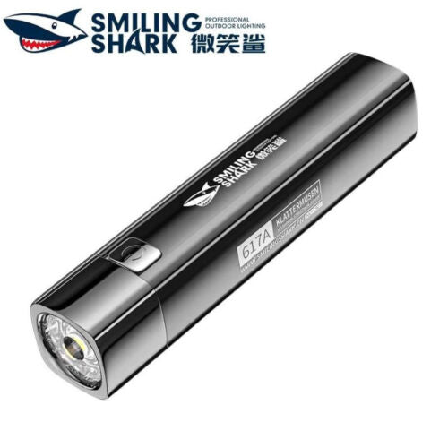 Smile Shark LED Flashlight Portable Strong Light Long-range Small Rechargeable Lamp Power Bank Multi-Function