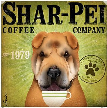 Shar Pei Coffee Company canvas Print by Stephen fowler